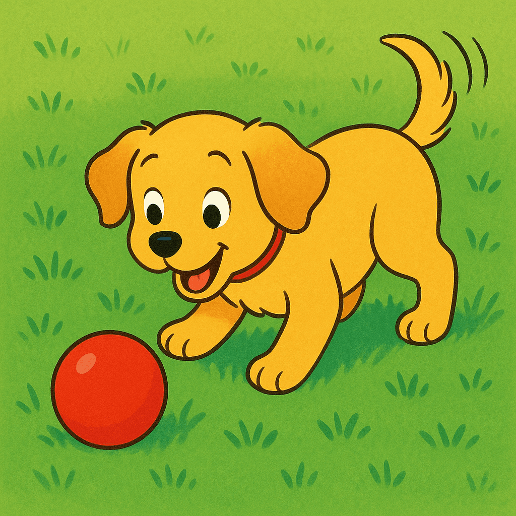 Puppy's Fun with a Red Ball